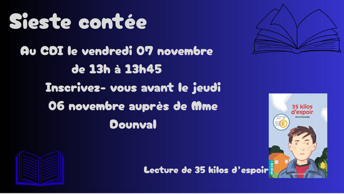 Venez vous inscrire avant le jeudi 06 novembre auprès de Mme Dounval
